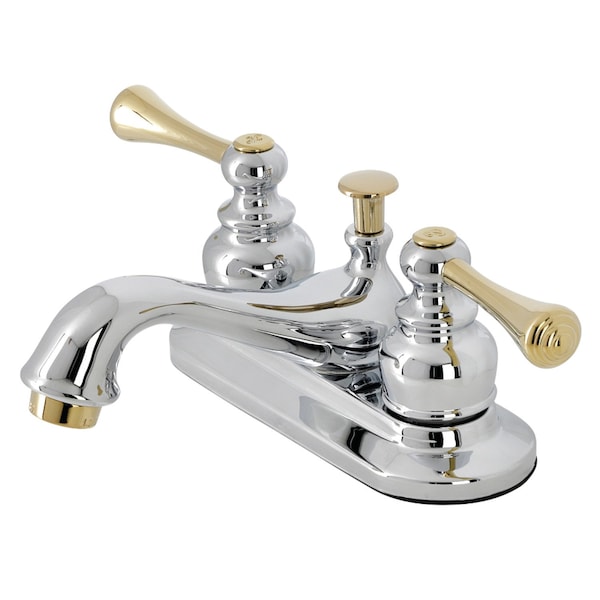 KB604BL 4" Centerset Bathroom Faucet, Polished Chrome/Polished Brass